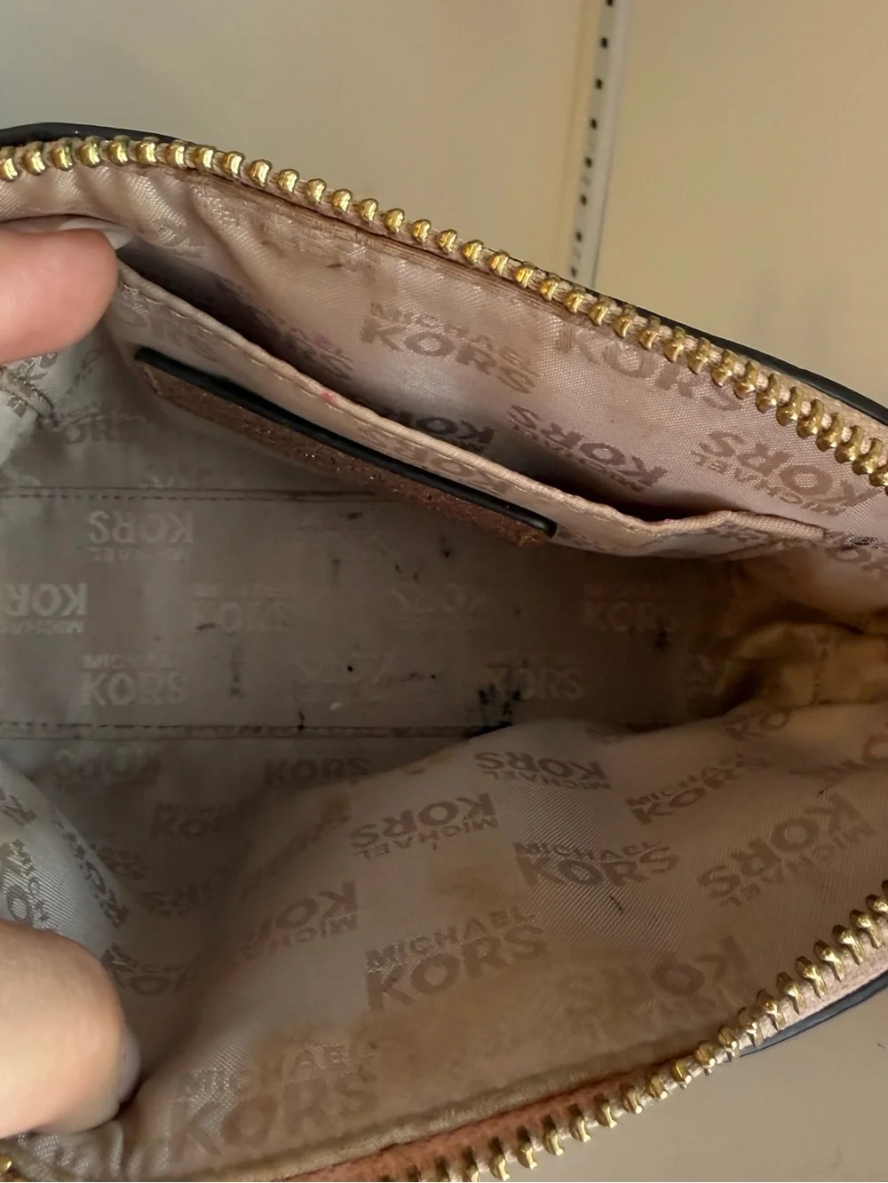 Michael Kors Rose Gold Glitter Cosmetic Pouch